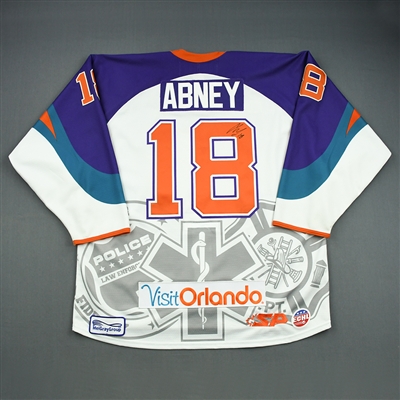 Cameron Abney - 2013-14 - White- First Responder Night - Autographed Game-Worn Jersey 