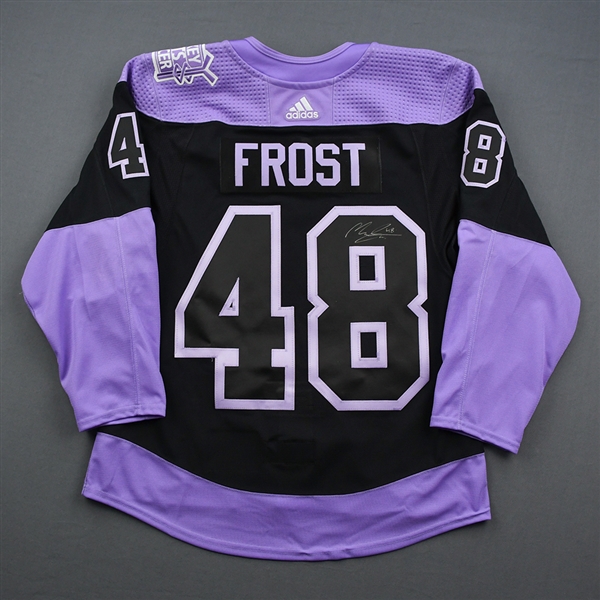 Morgan Frost - Warmup-Worn Hockey Fights Cancer Autographed Jersey - Nov. 25, 2019 & Dec. 17, 2019