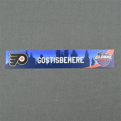 Shayne Gostisbehere - 2019 NHL Global Series Locker Room Nameplate Game-Issued