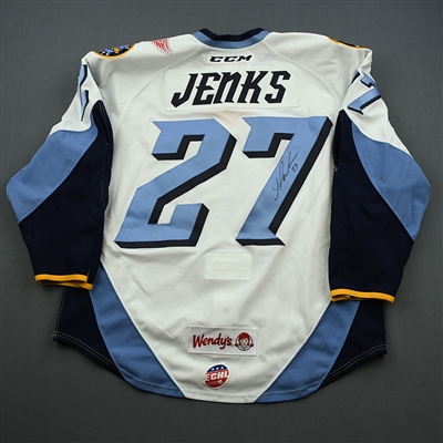 AJ Jenks - Toledo Walleye - Game-Worn - White w/C - Autographed Jersey
