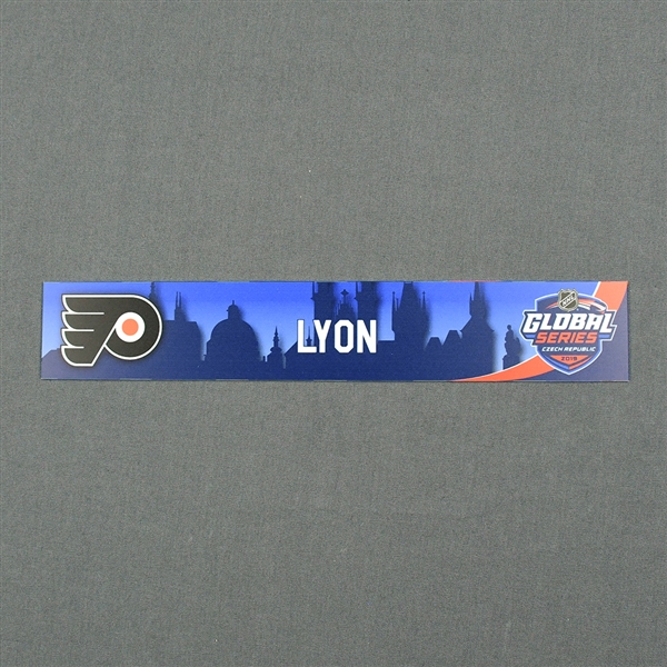 Alex Lyon - 2019 NHL Global Series Locker Room Nameplate Game-Issued