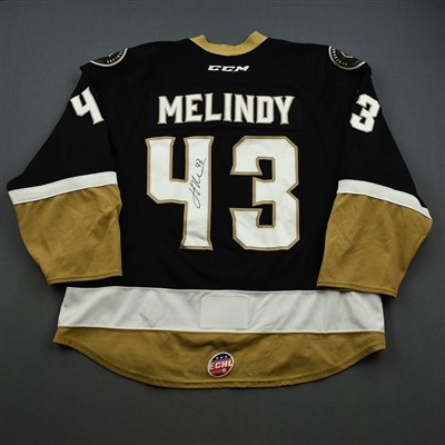 James Melindy - Newfoundland Growlers - Game-Worn - Black w/C - Autographed Jersey 