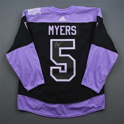 Philippe Myers - Warmup-Worn Hockey Fights Cancer Autographed Jersey - November 25, 2019