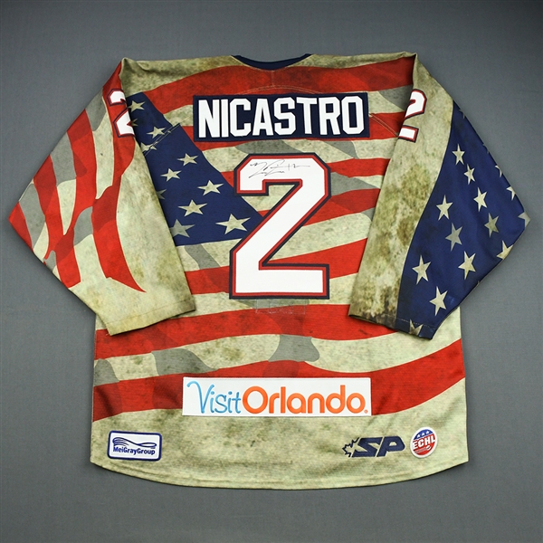 Max Nicastro - 2014-15 - Patriotic - Military Appreciation Weekend - Autographed Game-Worn Jersey 