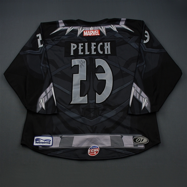 Michael Pelech - Black Panther - 2018-19 MARVEL Super Hero Night - Game-Worn Autographed Jersey and Socks