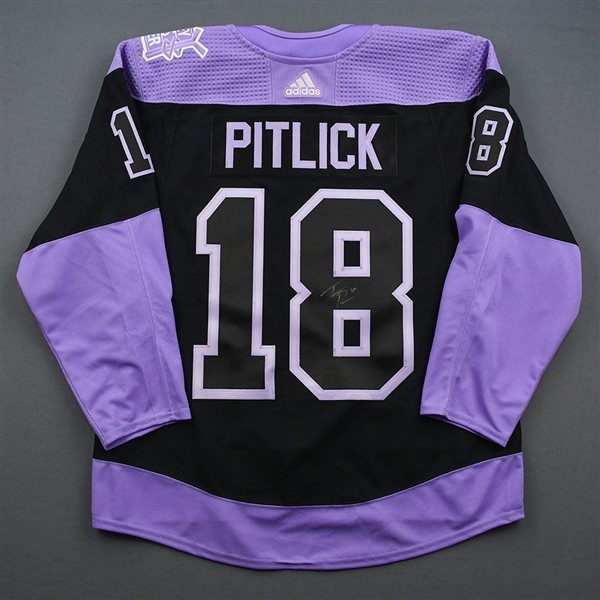 Tyler Pitlick - Warmup-Worn Hockey Fights Cancer Autographed Jersey - November 25, 2019