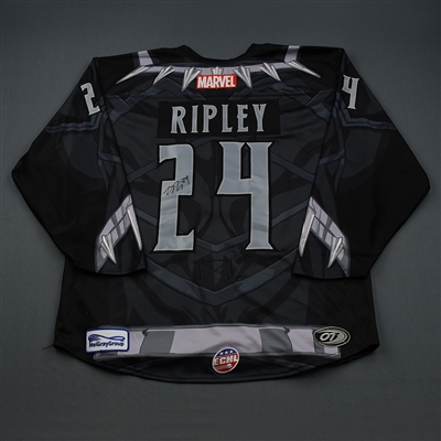 Luke Ripley - Black Panther - 2018-19 MARVEL Super Hero Night - Game-Worn Autographed Jersey and Socks