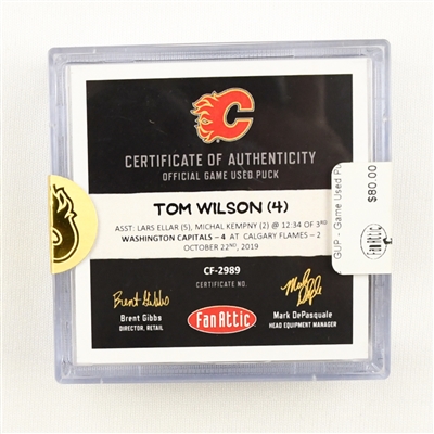 Tom Wilson  - Washington Capitals - October 22, 2019 vs. Calgary Flames (Flames Logo)