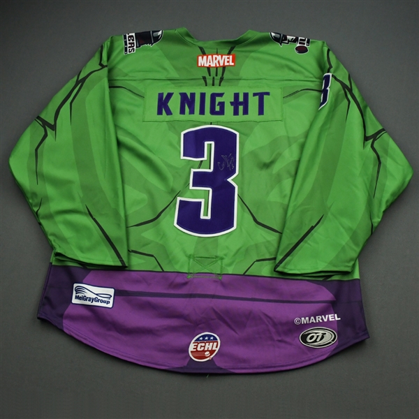 Cam Knight - Hulk - 2019-20 MARVEL Super Hero Night - Game-Worn Jersey and Socks 