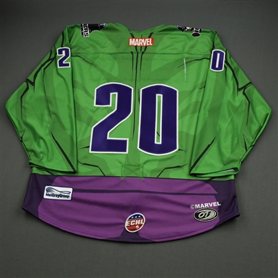 BLANK (Name On Back Removed) - Hulk - 2019-20 MARVEL Super Hero Night - Game-Issued Jersey  