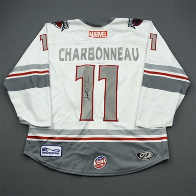 Jonathan Charbonneau - Thor - 2019-20 MARVEL Super Hero Night - Game-Worn Autographed Jersey and Socks 
