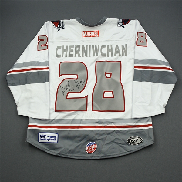 Andrew Cherniwchan - Thor - 2019-20 MARVEL Super Hero Night - Game-Worn Autographed Jersey w/C and Socks 