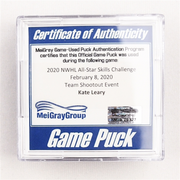 Kate Leary - Team Packer - Skills Puck - 2020 NWHL All-Star Team Shootout 