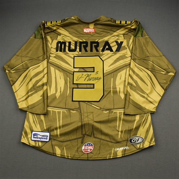 Justin Murray - Groot - 2019-20 MARVEL Super Hero Night - Game-Issued Autographed Jersey & Socks 