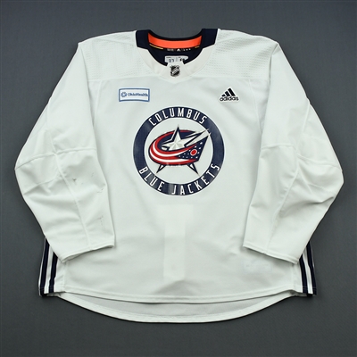 Ryan Murray - 18-19 - Columbus Blue Jackets - White Practice Jersey w/ OhioHealth Patch