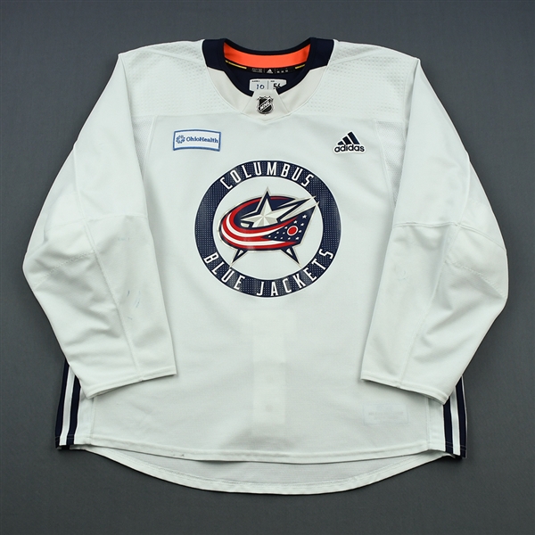 Alexander Wennberg - 18-19 - Columbus Blue Jackets - White Practice Jersey w/ OhioHealth Patch