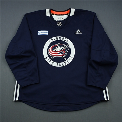 Pierre-Luc Dubois - 18-19 - Columbus Blue Jackets - Navy Practice Jersey w/ OhioHealth Patch