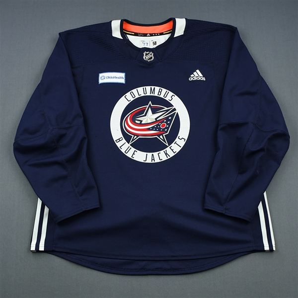 Josh Anderson - 18-19 - Columbus Blue Jackets - Navy Practice Jersey w/ OhioHealth Patch