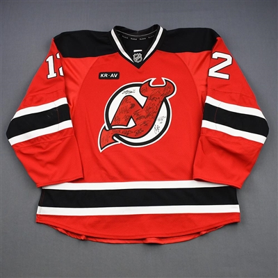 Nick Palmieri - New Jersey Devils - Red w/ KR-AV Patch - Worn October 8, 2011 vs. Philadelphia Flyers