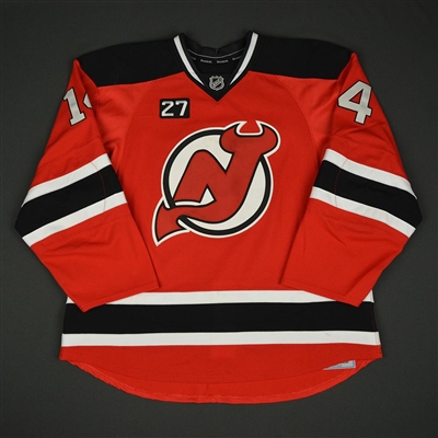 Adam Henrique - New Jersey Devils - Red Scott Niedermayer Night w/ 27 Patch 