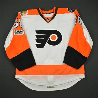 Taylor Leier - Philadelphia Flyers - White Set 3 w/ NHL Centennial, Flyers 50th Anniversary & Ed Snider Patches - Game-Issued (GI)