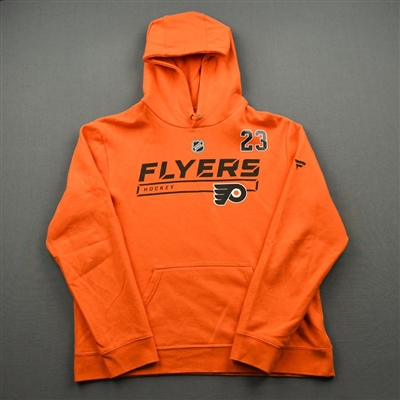 2019-20 Philadelphia Flyers - Oskar Lindblom - Team Issued - Orange Hooded Sweatshirt
