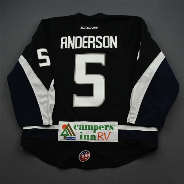 Clay Anderson - 2018-19 Icemen Regular Season - Black -  Game-Worn Jersey 