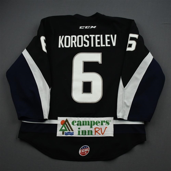 Nikita Korostelev - 2018-19 Icemen Regular Season - Black -  Game-Worn Jersey 