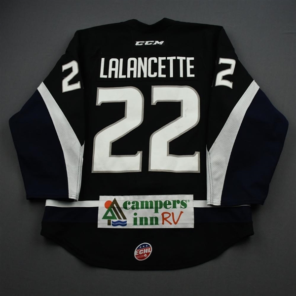 Christophe Lalancette - 2018-19 Icemen Regular Season - Black -  Game-Worn Jersey 