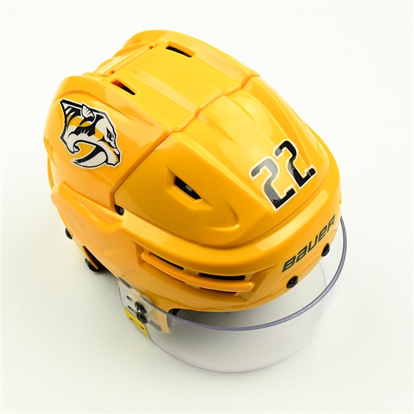 Korbinian Holzer - Game-Worn Gold Helmet - 2019-20 NHL Season