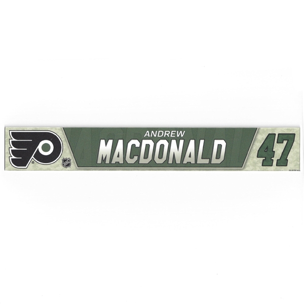 Andrew MacDonald - Philadelphia Flyers - Military Locker Room Nameplate - Nov. 10, 2018