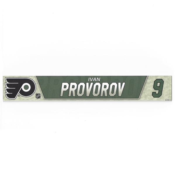 Ivan Provorov - Philadelphia Flyers - Military Locker Room Nameplate - Nov. 10, 2018