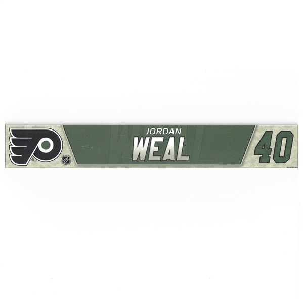 Jordan Weal - Philadelphia Flyers - Military Locker Room Nameplate - Nov. 10, 2018