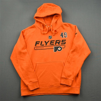 2019-20 Philadelphia Flyers - Joel Farabee - Team Issued - Orange Hooded Sweatshirt