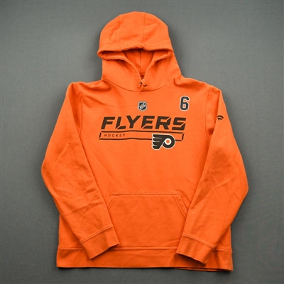2019-20 Philadelphia Flyers - Travis Sanheim - Team Issued - Orange Hooded Sweatshirt