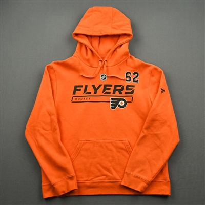2019-20 Philadelphia Flyers - Nicolas Aube-Kubel - Team Issued - Orange Hooded Sweatshirt