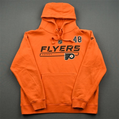 2019-20 Philadelphia Flyers - Morgan Frost - Team Issued - Orange Hooded Sweatshirt