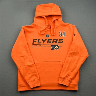 2019-20 Philadelphia Flyers - Alex Lyon - Team Issued - Orange Hooded Sweatshirt