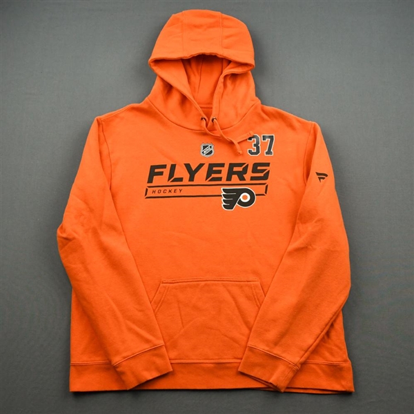 2019-20 Philadelphia Flyers - Brian Elliott - Team Issued - Orange Hooded Sweatshirt