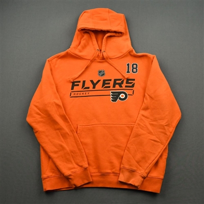 2019-20 Philadelphia Flyers - Tyler Pitlick - Team Issued - Orange Hooded Sweatshirt