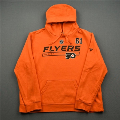 2019-20 Philadelphia Flyers - Justin Braun - Team Issued - Orange Hooded Sweatshirt