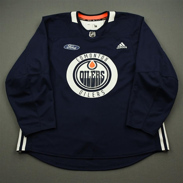 Alex Chiasson - 2018-19 - Edmonton Oilers - Navy Practice Jersey w/ Ford Patch