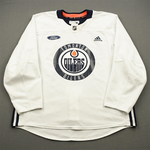 Josh Currie - 2018-19 - Edmonton Oilers - White Practice Jersey w/ Ford Patch