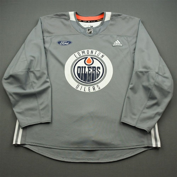 Adam Larsson - 2018-19 - Edmonton Oilers - Gray Practice Jersey w/ Ford Patch
