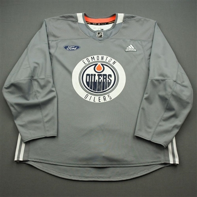 Adam Larsson - 2018-19 - Edmonton Oilers - Gray Practice Jersey w/ Ford Patch