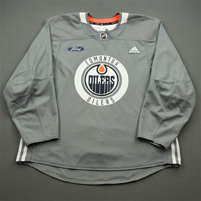 Kris Russell - 2018-19 - Edmonton Oilers - Gray Practice Jersey w/ Ford Patch