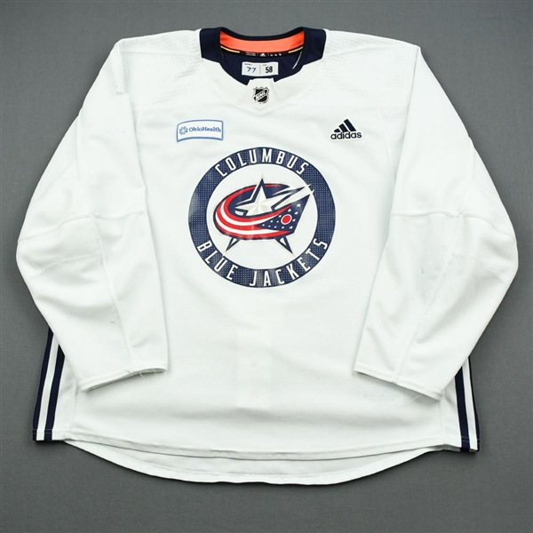 Josh Anderson - 19-20 - Columbus Blue Jackets - White Practice Jersey w/ OhioHealth Patch