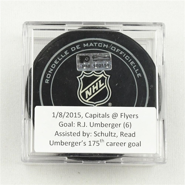 R.J Umberger - Philadelphia Flyers - Goal Puck - January 8, 2015 vs. the Washington Capitals (Flyers Logo)