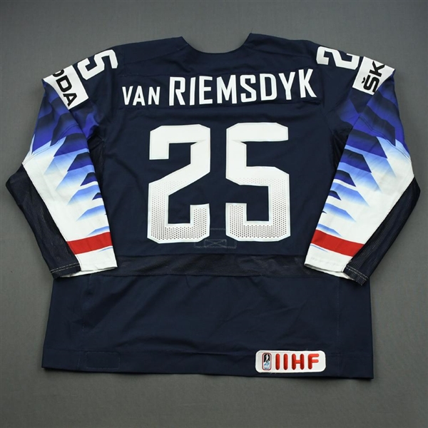 James van Riemsdyk - 2019 U.S. IIHF World Championship - Game-Worn Blue Jersey
