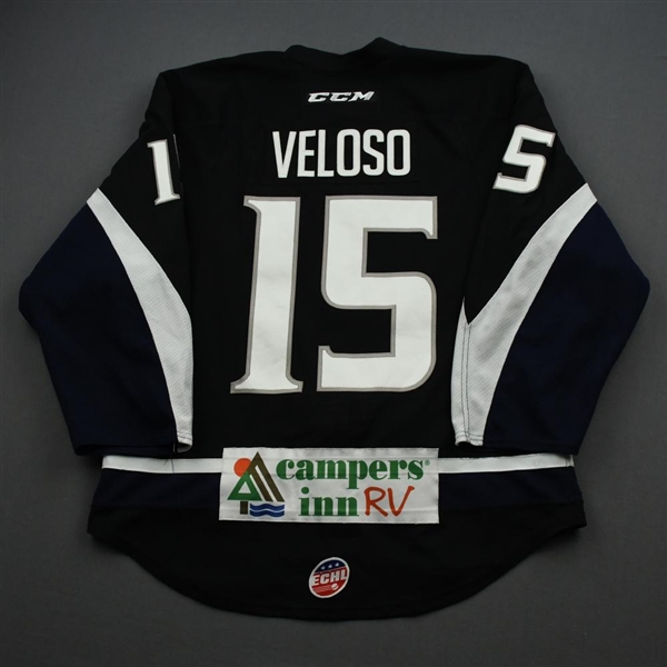 Colton Veloso - 2018-19 Icemen Regular Season - Black -  Game-Worn Jersey 